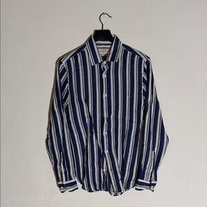 Orlebar Brown Navy and White Striped Shirt